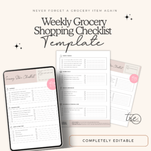 Weekly Grocery Shopping Checklist Template | Editable Canva Planner